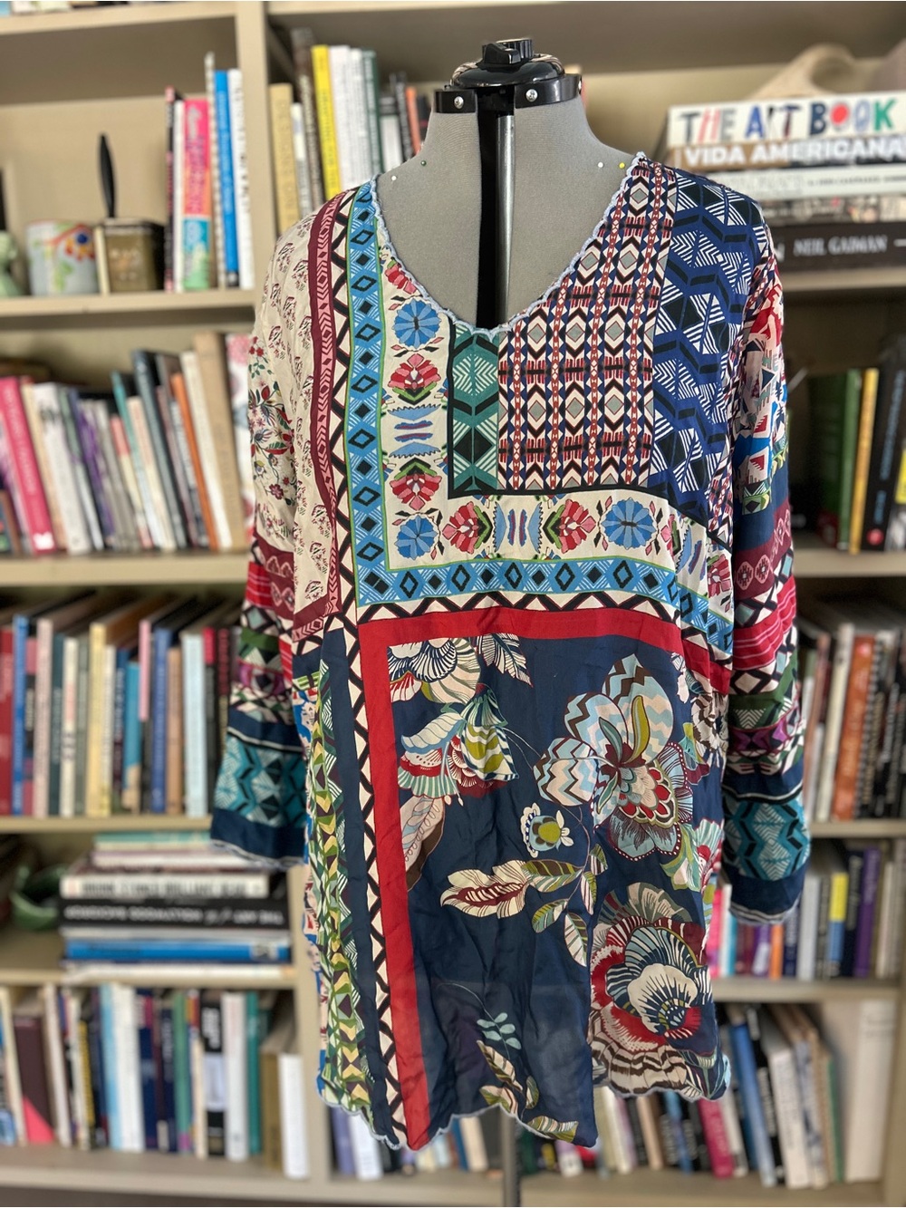 [NWT] Johnny Was Otisenia 100% Silk Mixed Print Tunic | XXL